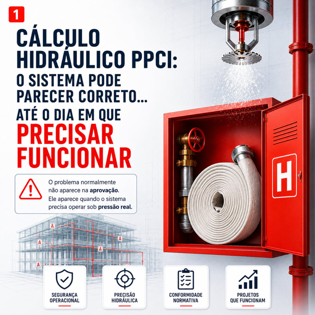 cálculo hidráulico PPCI em projeto de hidrantes e sprinklers