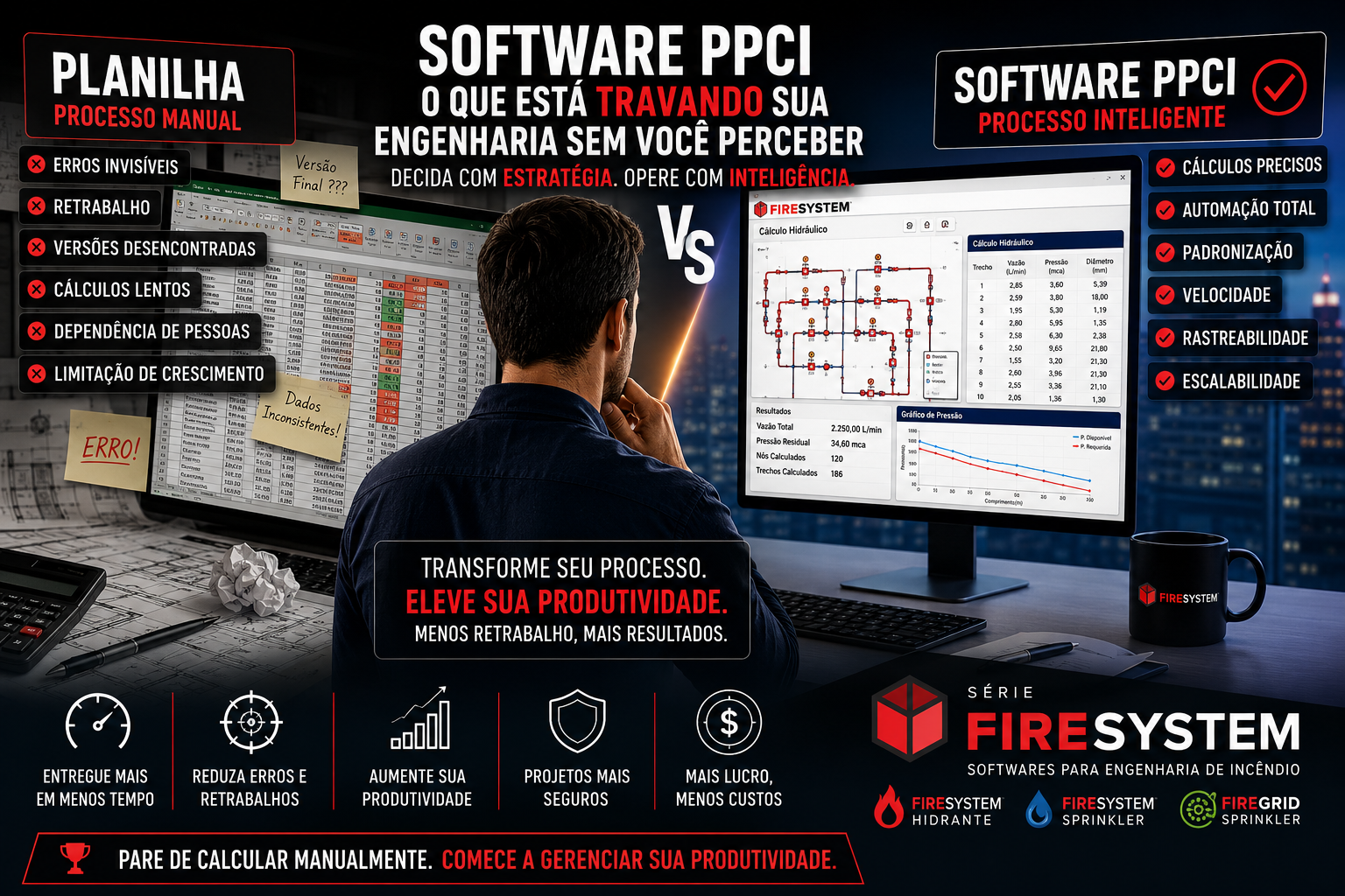 software PPCI para cálculo hidráulico de incêndio com automação e produtividade técnica