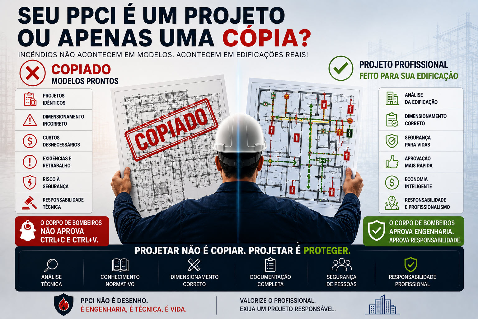 PPCI copiado e os riscos de utilizar projetos de incêndio sem análise técnica