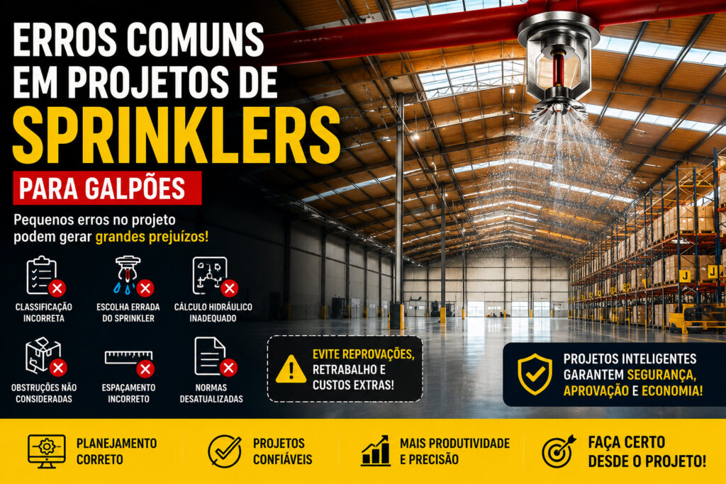 erros em projetos de sprinklers para galpões industriais e cálculo hidráulico PPCI