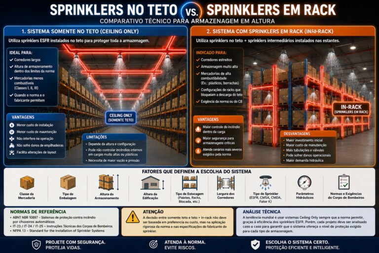 Sprinklers em Rack vs Ceiling Only: O que a Norma Realmente Exige?