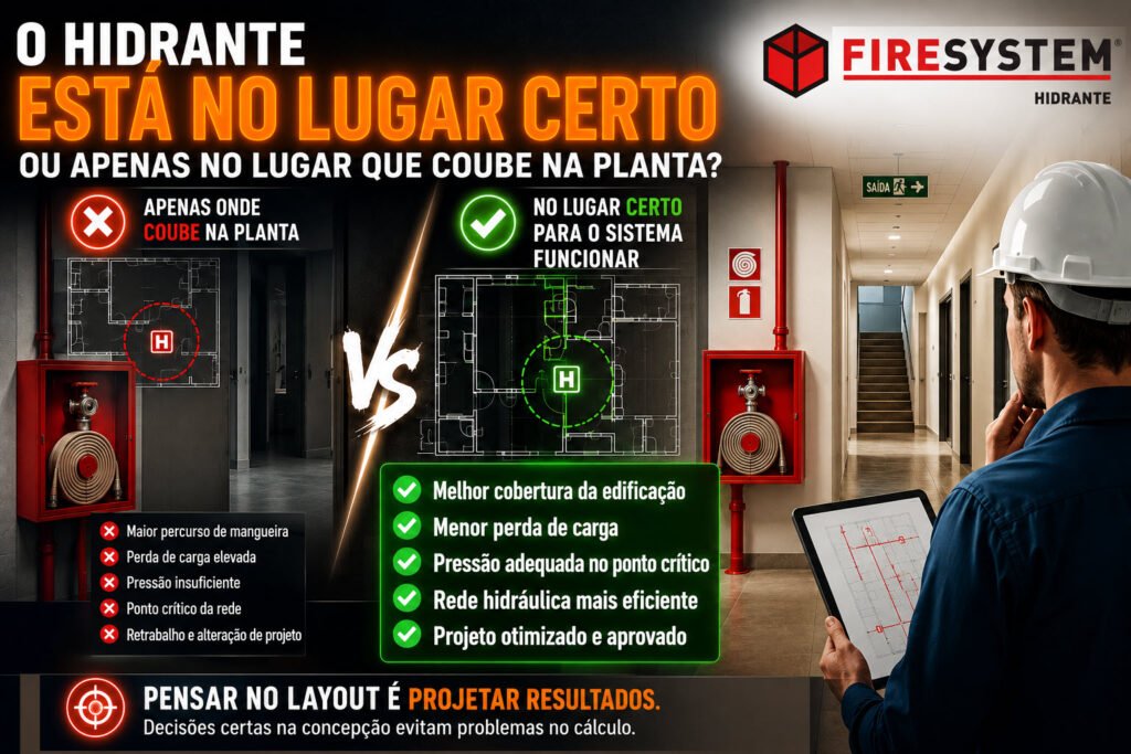 O hidrante está no lugar certo ou apenas no lugar que coube na planta?