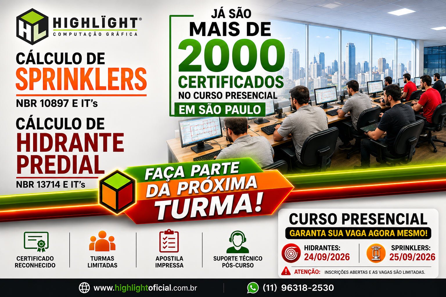 Curso presencial de hidrantes e sprinklers: aprenda na prática