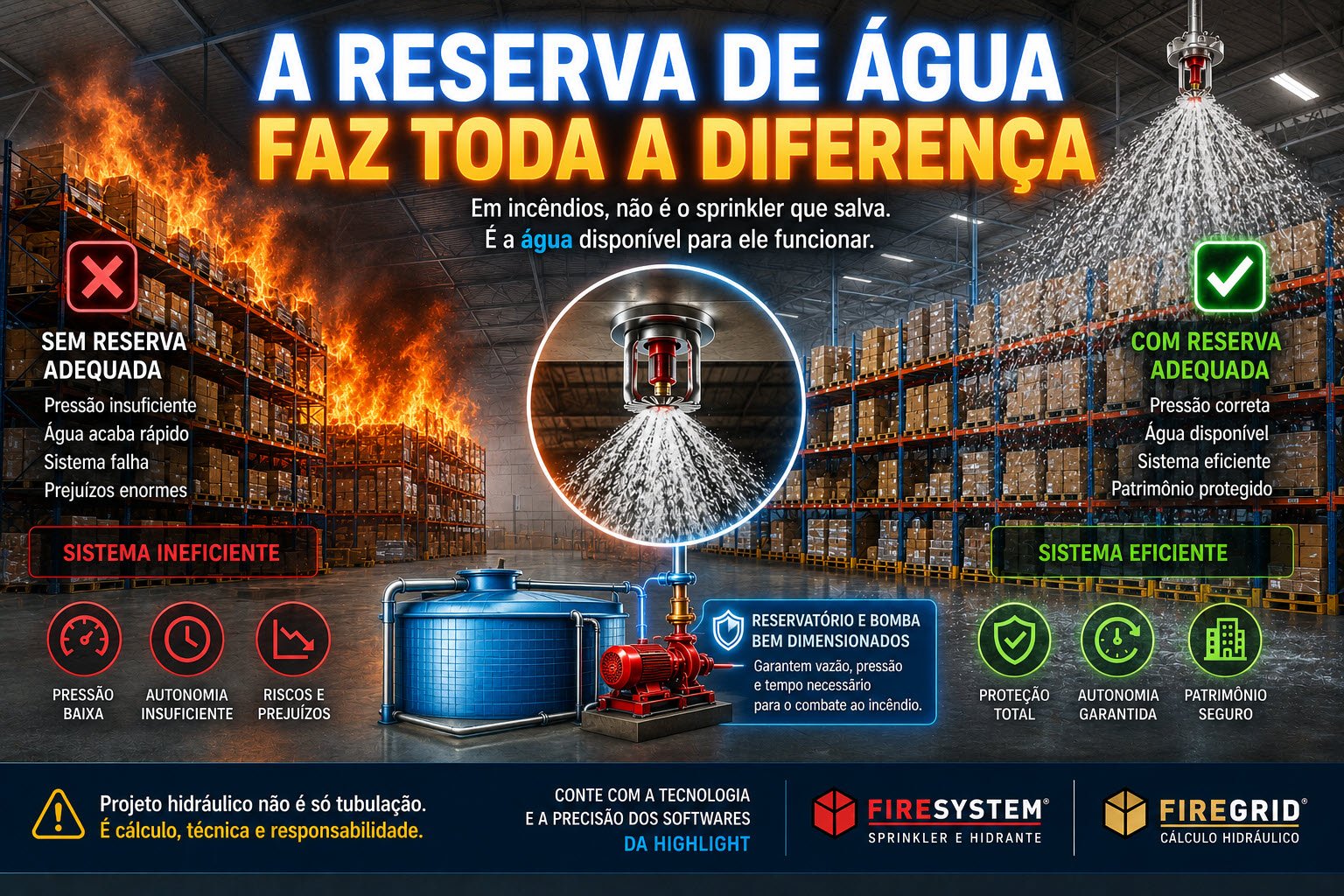 Incêndios em Grandes Armazéns: Como a Reserva de Água para Sprinklers Pode Definir o Resultado